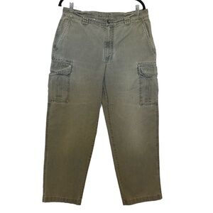 L.L. BEAN Classic Cargo Pants Women's Size 34x29 Green Wide Leg